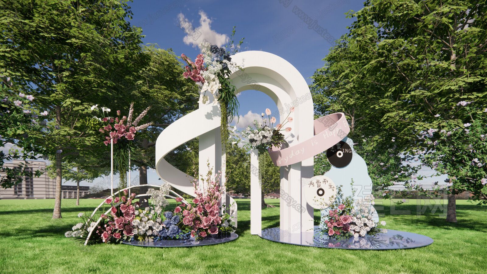 现代美陈 节日美陈模型SU模型下载[ID:113659301]_建e网su模型