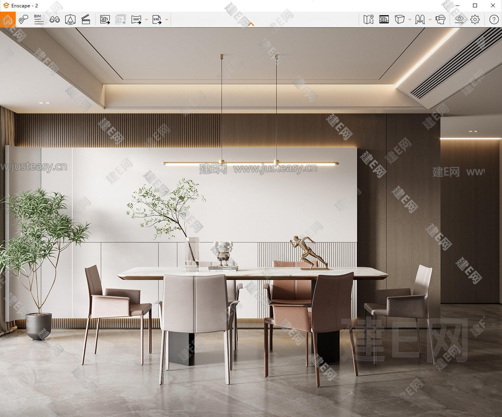 现代餐厅模型SU模型下载[ID:114249004]_建E室内设计网