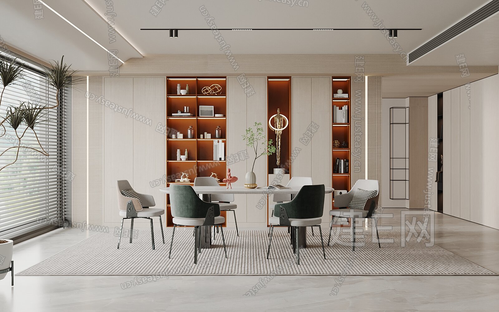 现代餐厅模型SU模型下载[ID:114249127]_建e网su模型