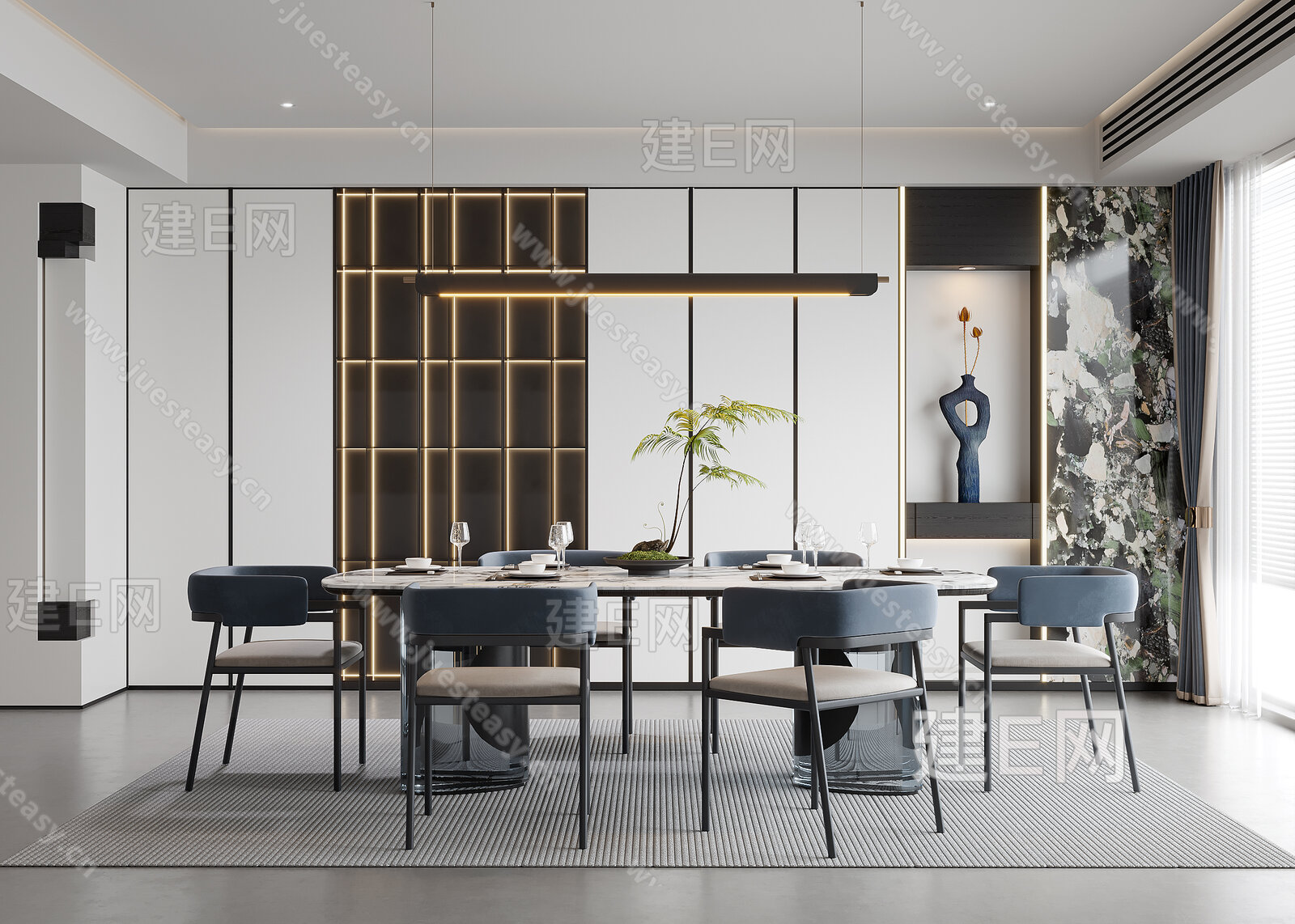 现代餐厅模型SU模型下载[ID:113986856]_建e网su模型