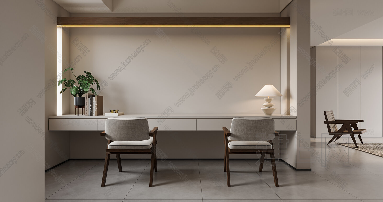 现代书房3d模型下载[ID:116675841]_建e网3d模型