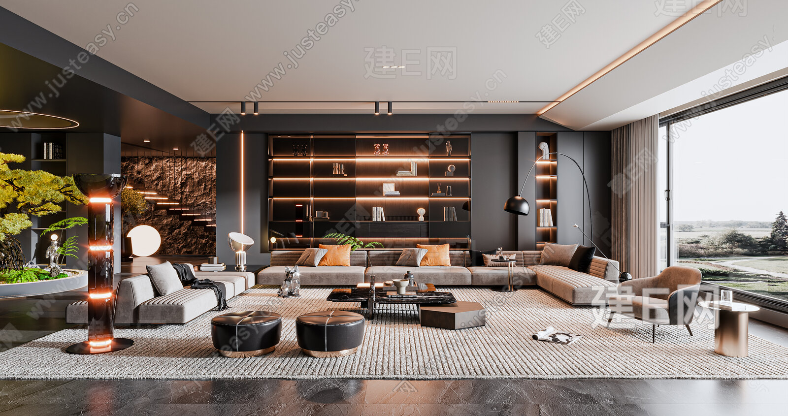 【现代客厅3d模型】建E网_现代客厅3d模型下载[ID:116872631]_打造3d现代客厅模型免费下载平台