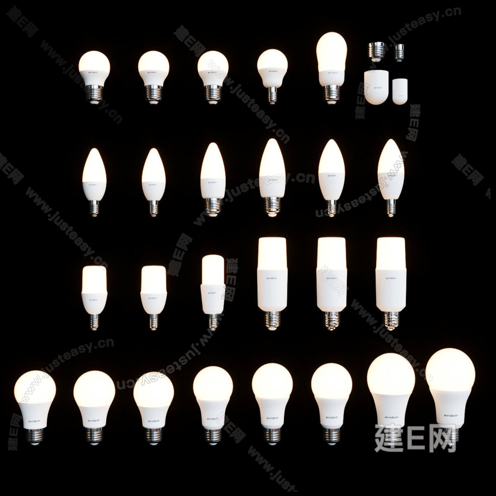 【现代LED灯泡组合3d模型】建e网_现代LED灯泡组合3d模型下载[ID:116610318]_打造3d现代LED灯泡组合模型免费下载平台