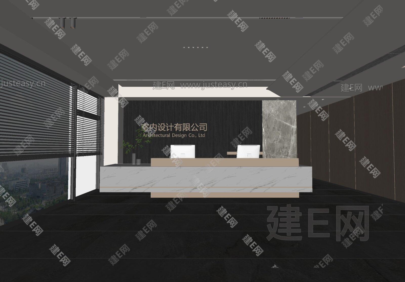 现代公司前台模型SU模型下载[ID:114511190]_建e网su模型