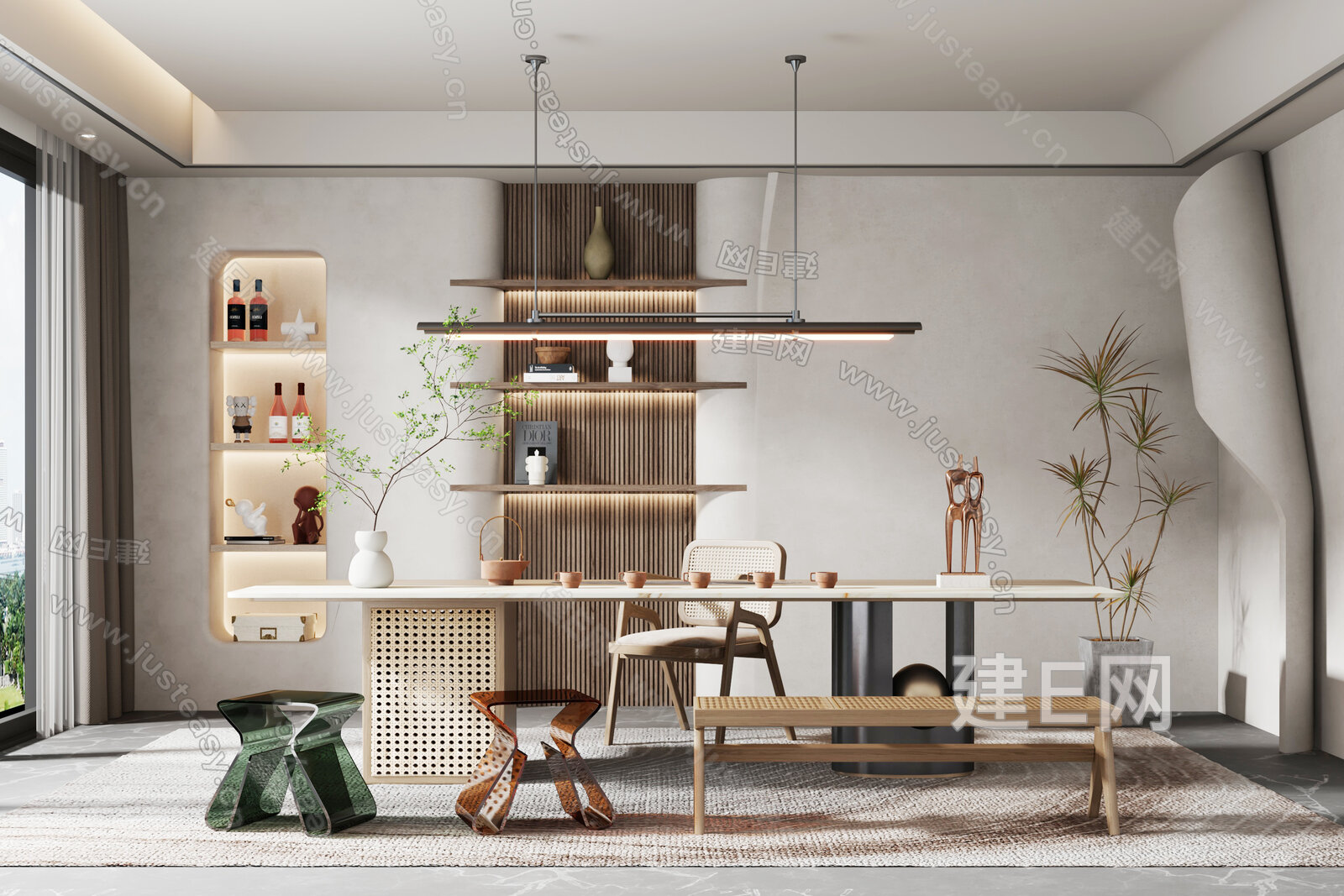 现代茶室3d模型下载[ID:117003633]_建e网3d模型