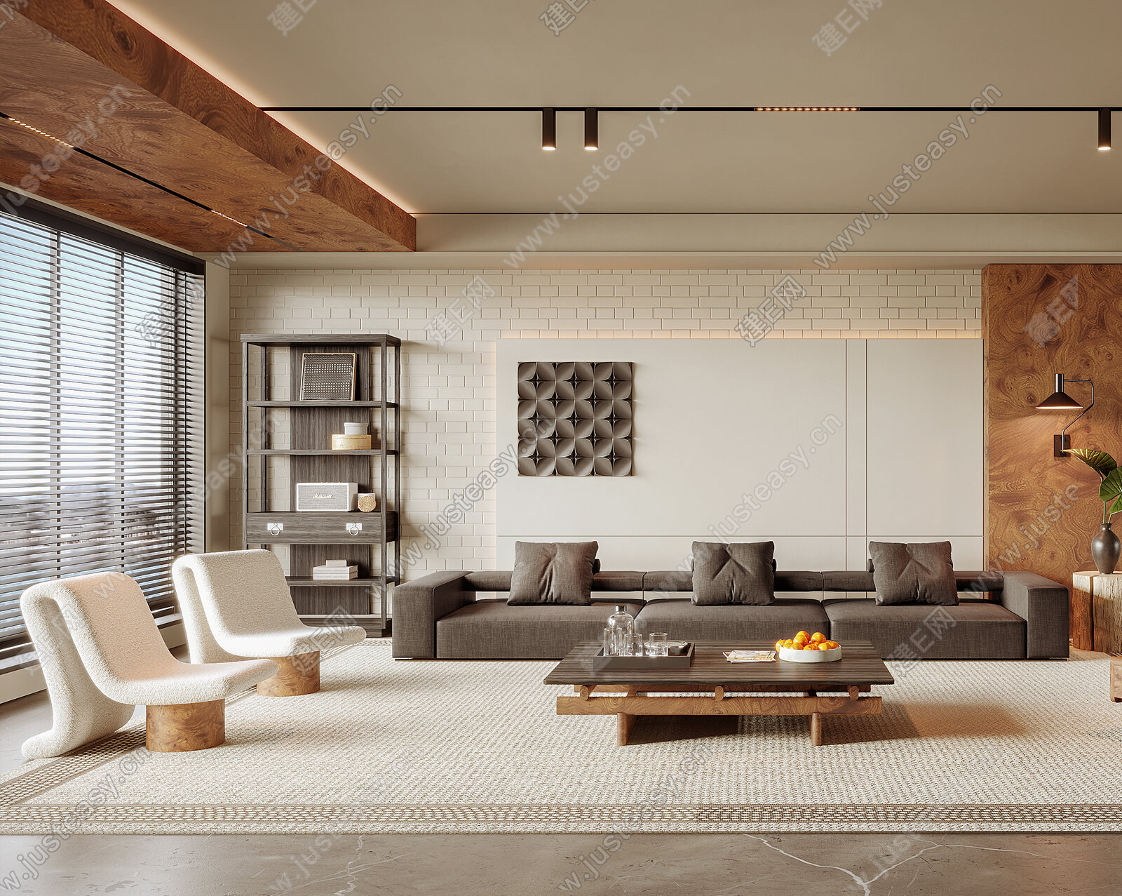 【现代中古风客厅3d模型】建e网_现代中古风客厅3d模型下载[ID:117134634]_打造3d现代中古风客厅模型免费下载平台