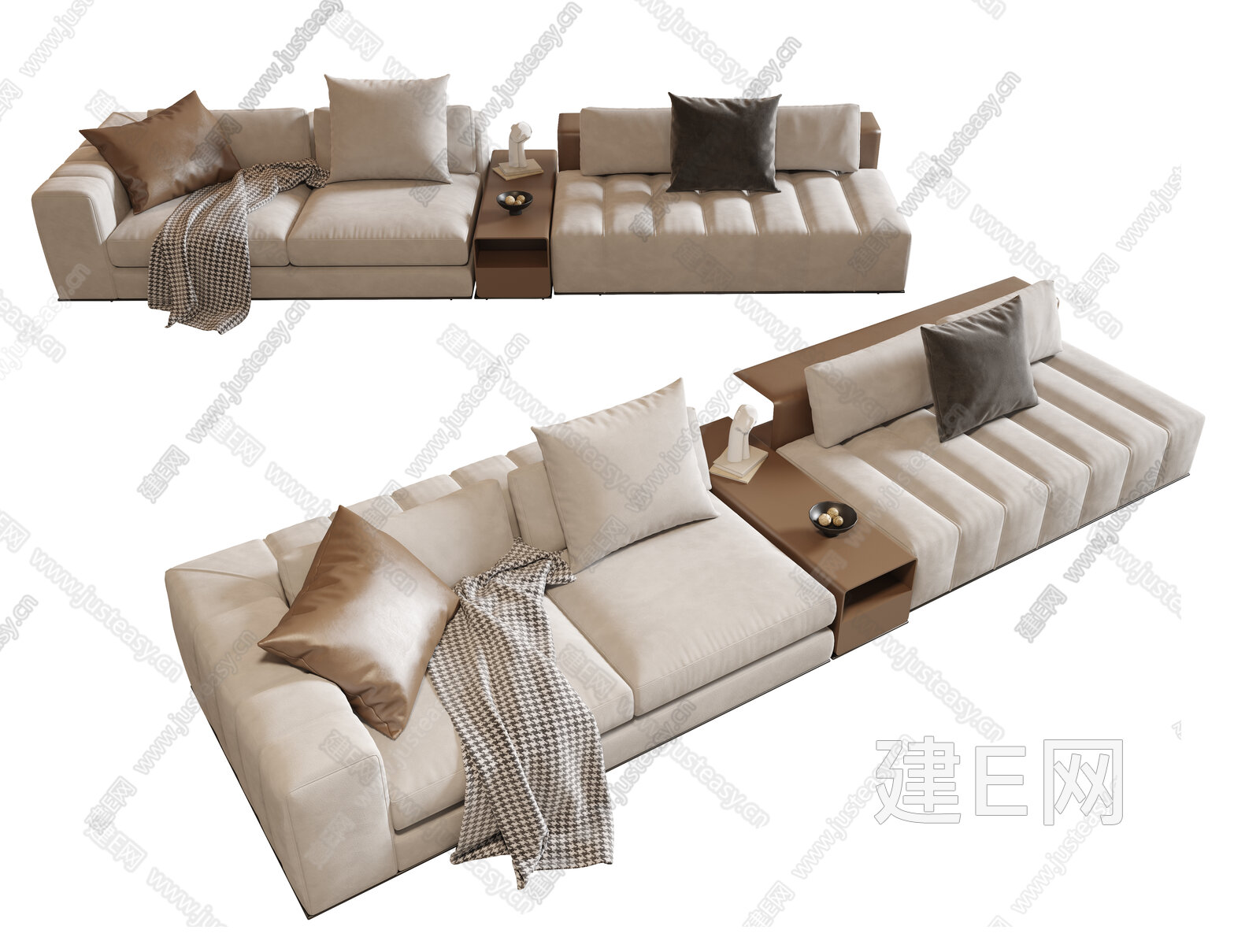 现代多人沙发 布艺模型SU模型下载[ID:115559906]_建e网su模型