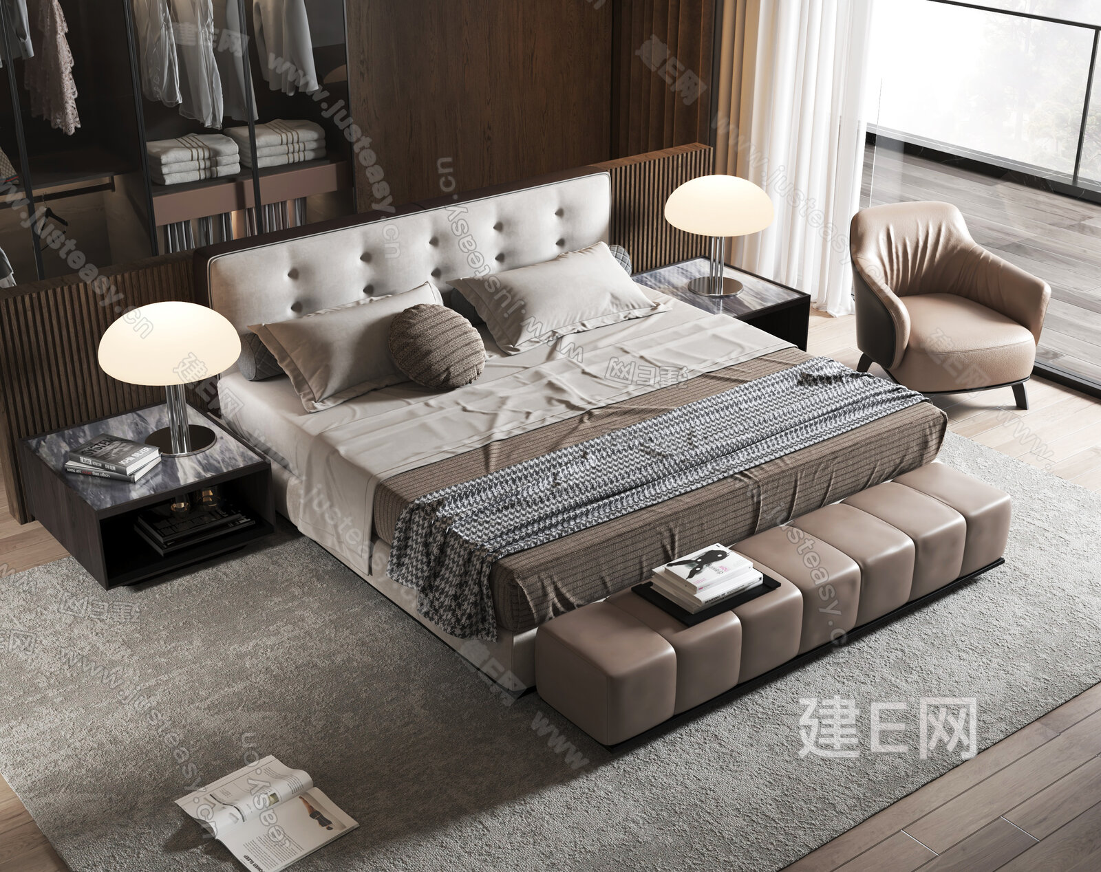 【Minotti现代双人床3d模型】建E网_Minotti现代双人床3d模型下载[ID:117134773]_打造3dMinotti现代双人床 ...