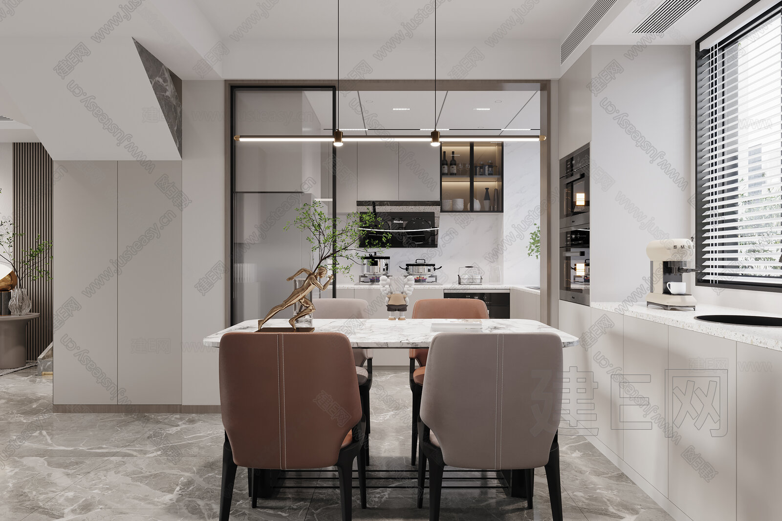 【现代轻奢客餐厅3d模型】建e网_现代轻奢客餐厅3d模型下载[ID:109532444]_打造3d现代轻奢客餐厅模型免费下载平台