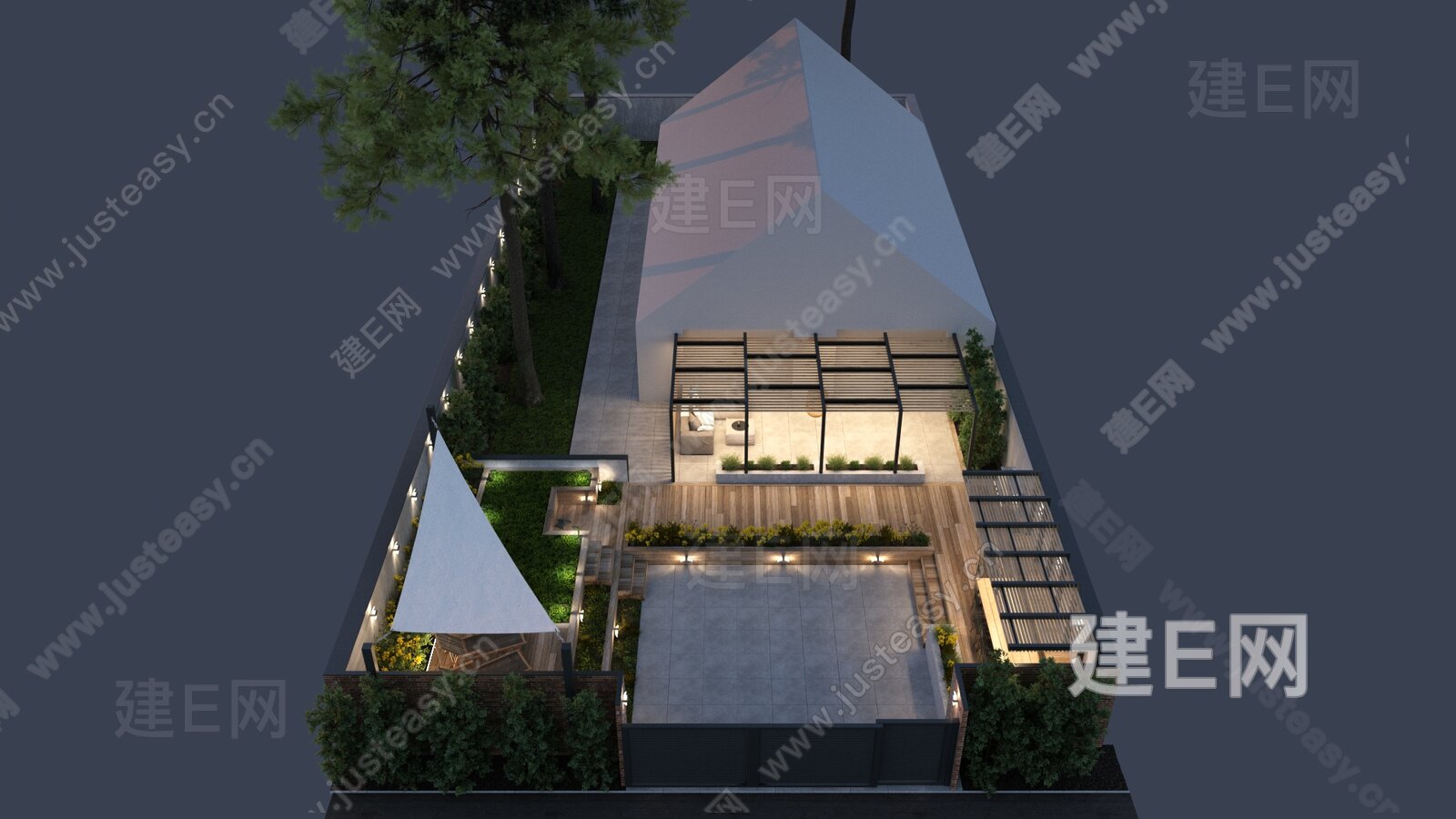 【现代庭院景观3d模型】建e网_现代庭院景观3d模型下载[ID:109466970]_打造3d现代庭院景观模型免费下载平台