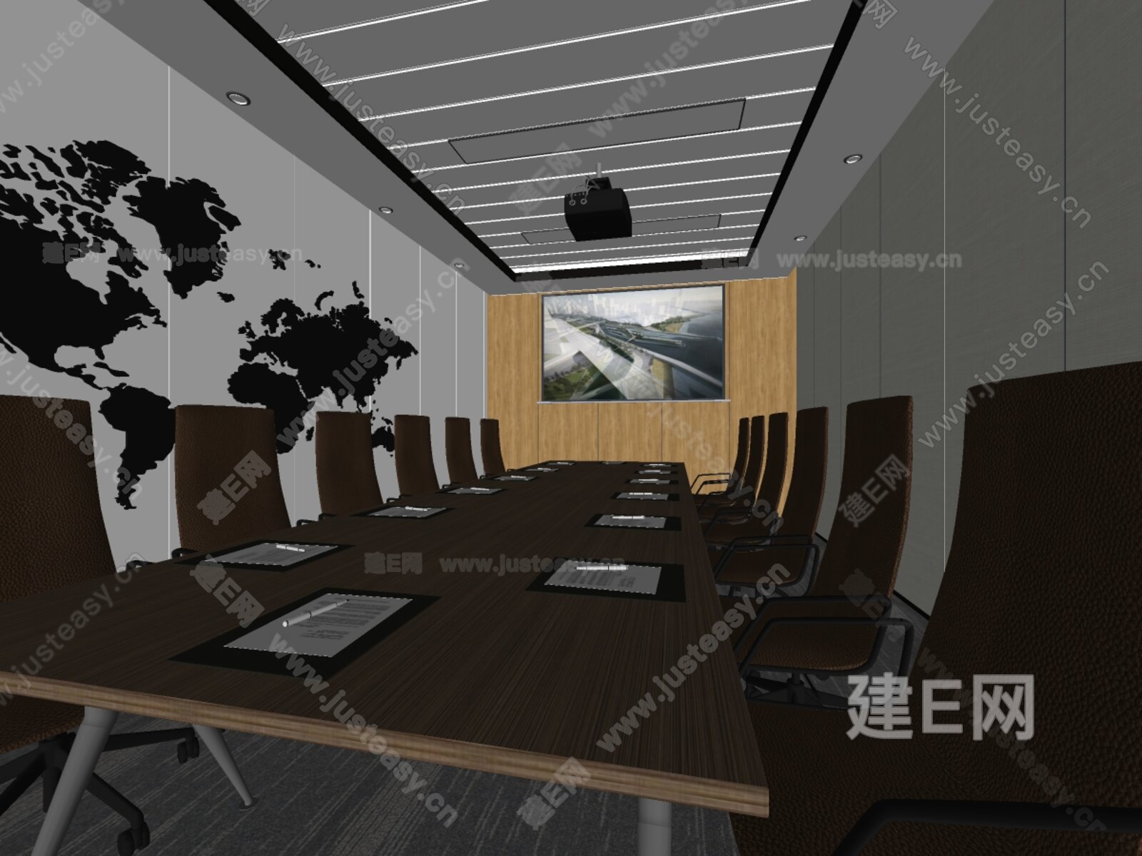 现代会议室模型SU模型下载[ID:115821857]_建e网su模型