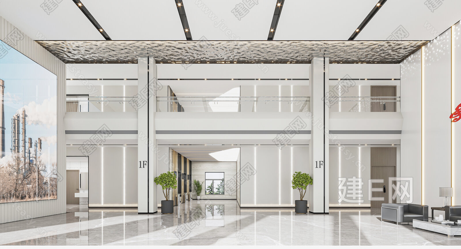 【现代办公大厅3d模型】建e网_现代办公大厅3d模型下载[ID:109073827]_打造3d现代办公大厅模型免费下载平台