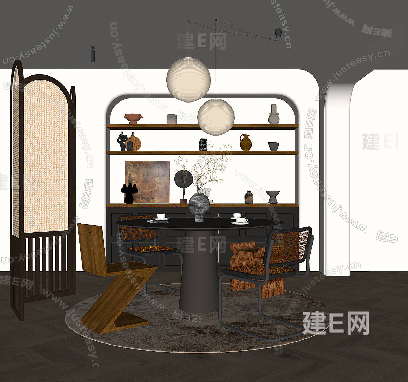 现代餐厅模型SU模型下载[ID:115363292]_建e网su模型