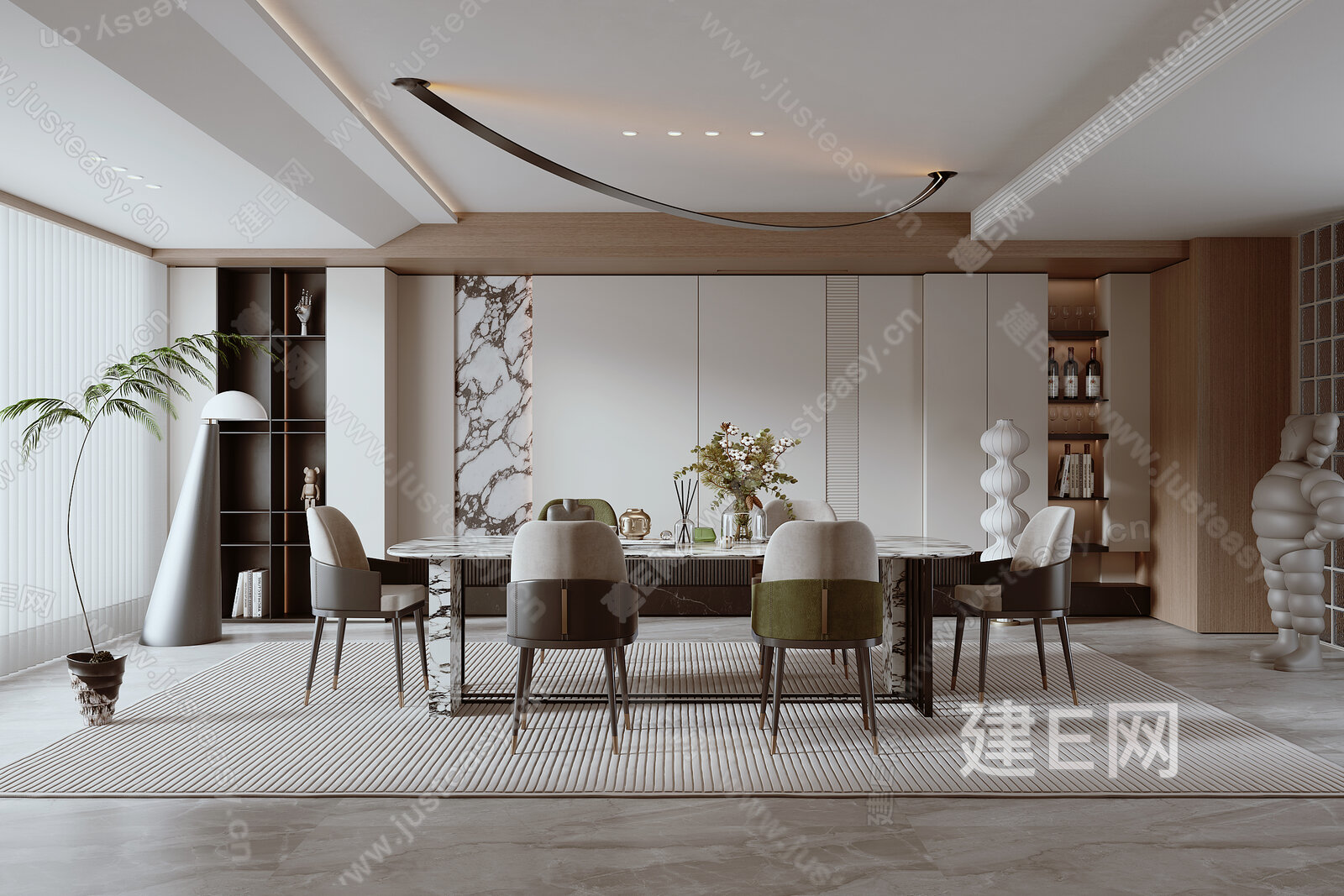 【现代餐厅3d模型】建e网_现代餐厅3d模型下载[ID:110581168]_打造3d现代餐厅模型免费下载平台