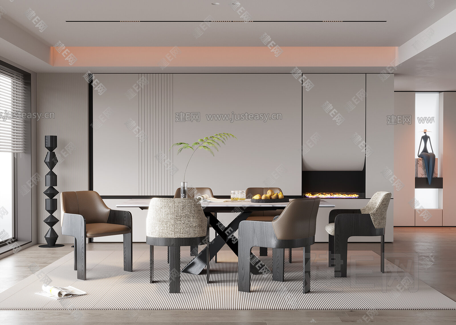 【现代餐厅3d模型】建e网_现代餐厅3d模型下载[ID:110318898]_打造3d现代餐厅模型免费下载平台