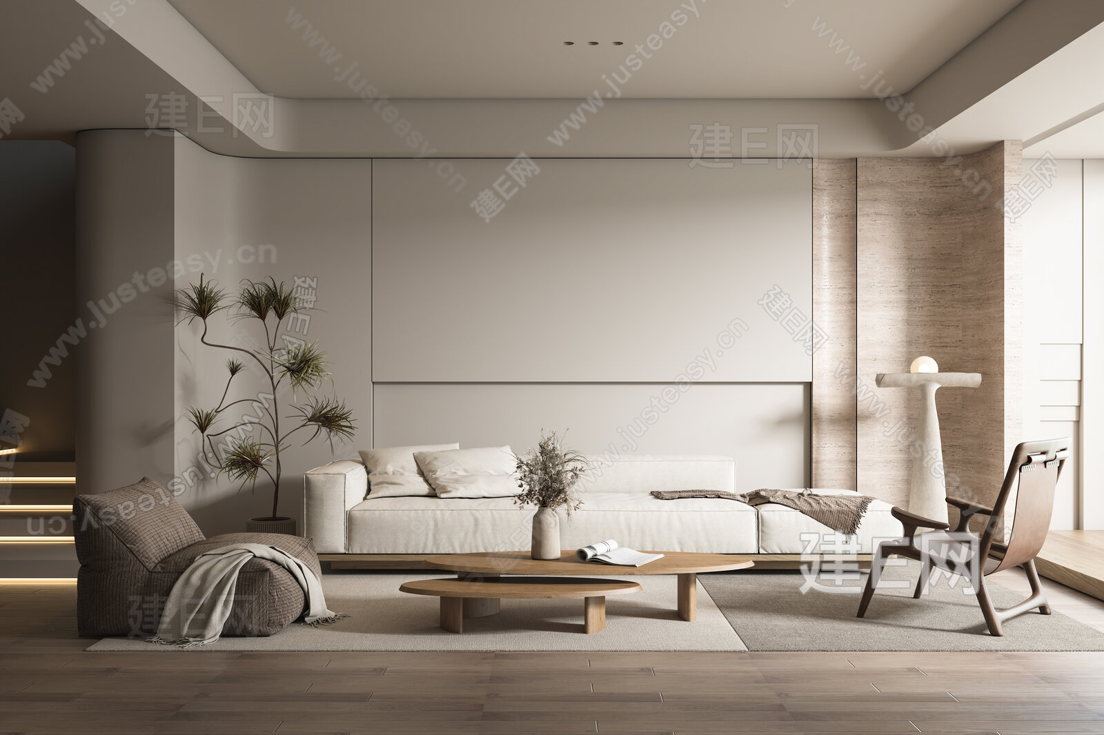 侘寂风客厅3d模型下载[ID:110908865]_建e网3d模型
