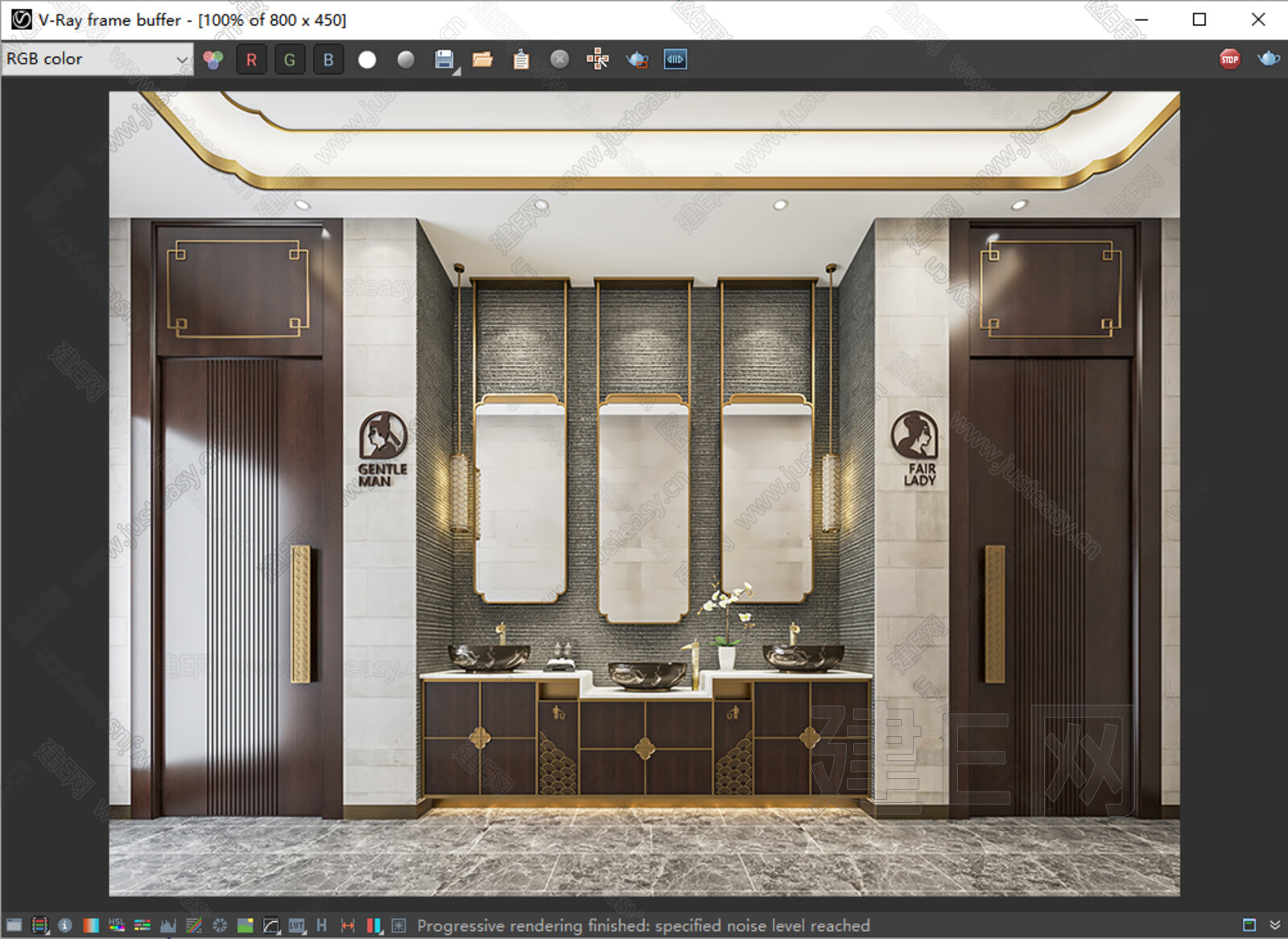 新中式公共卫生间 模型SU模型下载[ID:117198242]_建e网su模型