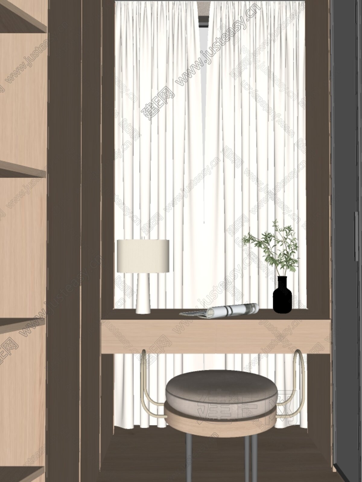 现代轻奢书房模型SU模型下载[ID:117394880]_建e网su模型