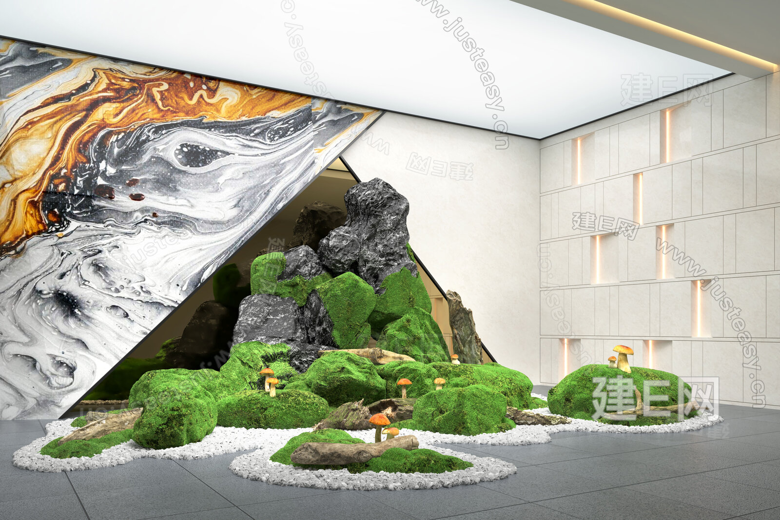 【现代室内景观造景3d模型】建e网_现代室内景观造景3d模型下载[ID:110777673]_打造3d现代室内景观造景模型免费下载平台