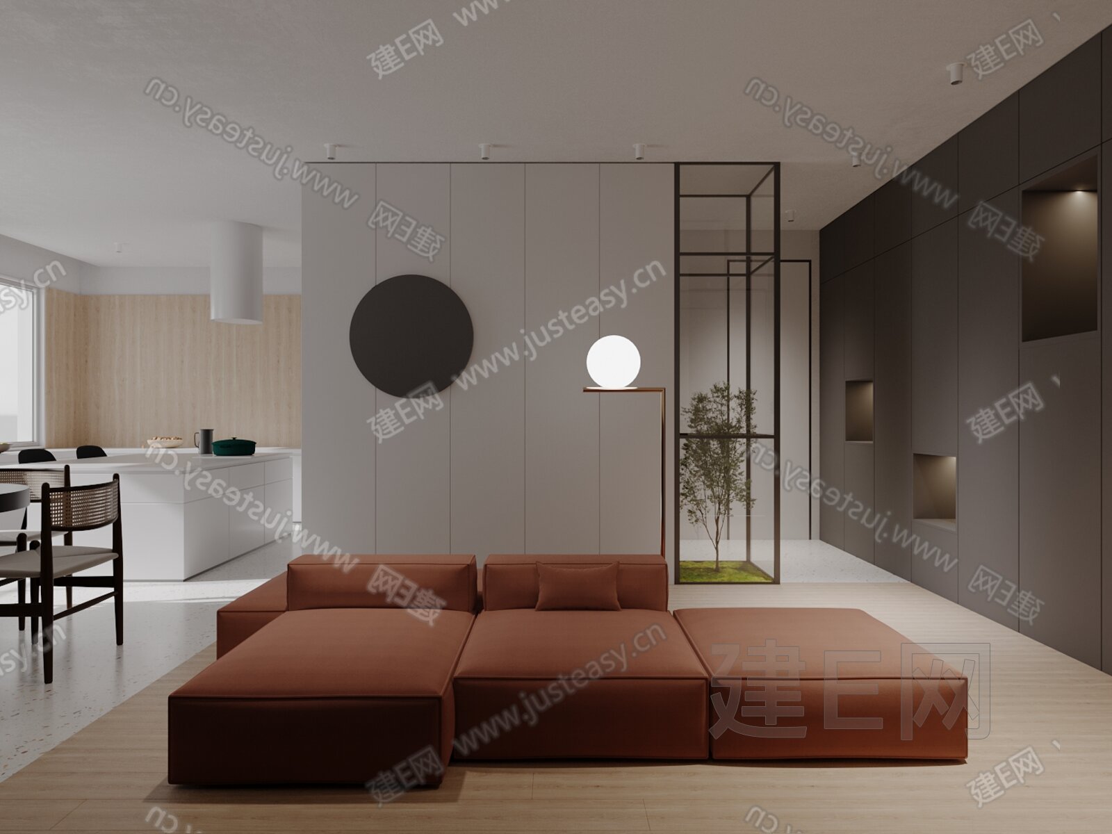 现代极简客餐厅模型SU模型下载[ID:109858139]_建e网su模型