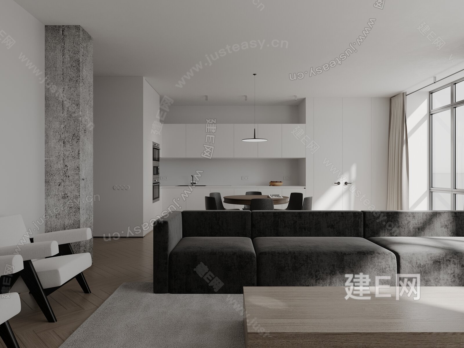 【现代极简客餐厅3d模型】建e网_现代极简客餐厅3d模型下载[ID:111629613]_打造3d现代极简客餐厅模型免费下载平台