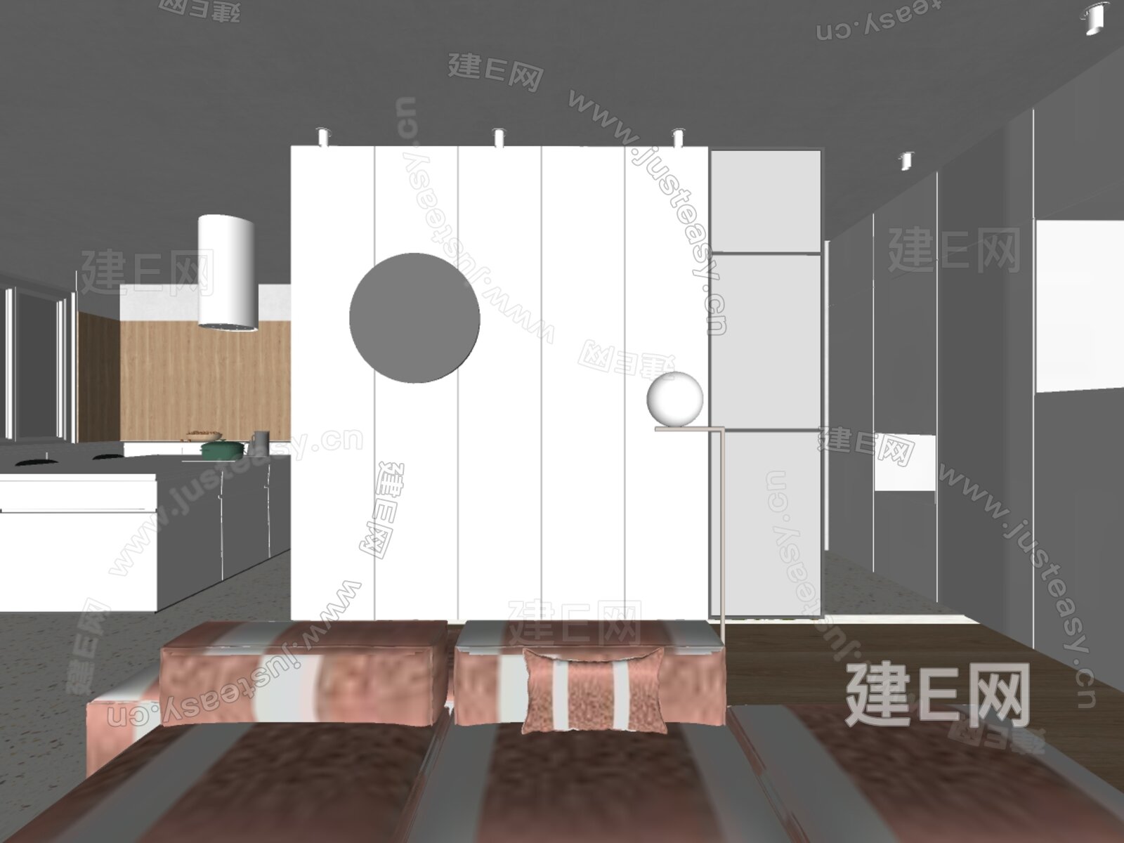 现代极简客餐厅模型SU模型下载[ID:109858139]_建e网su模型