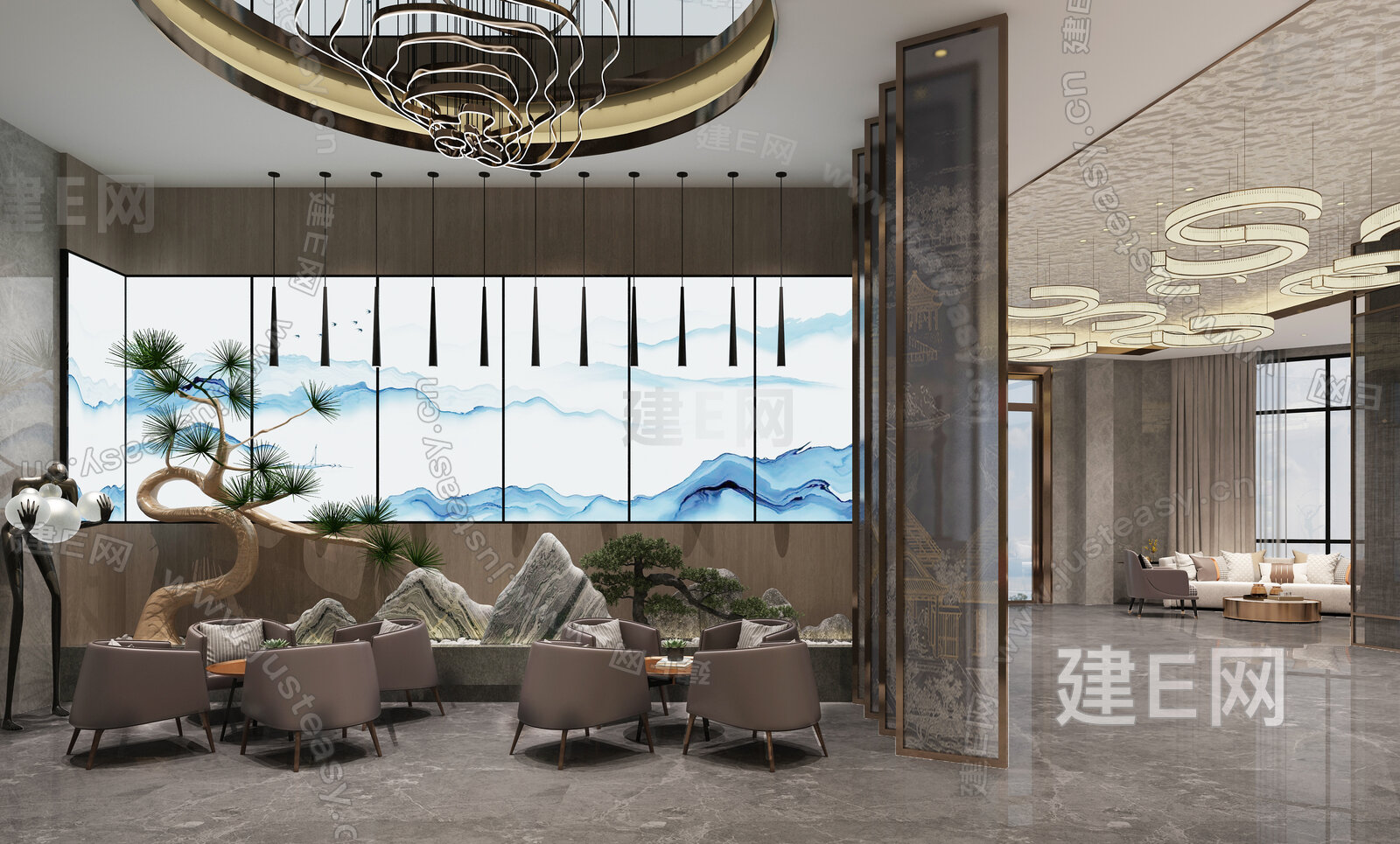 【新中式洗浴中心3D模型3d模型】建e网_新中式洗浴中心3D模型3d模型下载[ID:112022885]_打造3d新中式洗浴中心3D模型模型 ...
