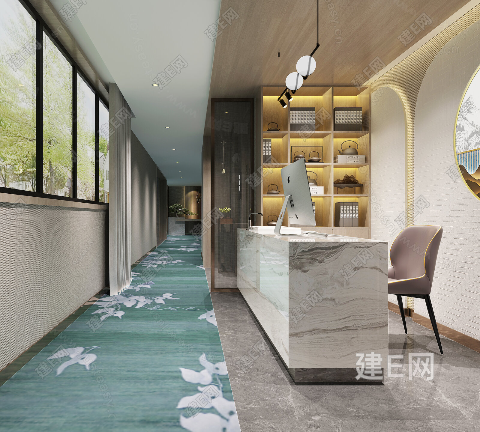 【新中式洗浴中心3D模型3d模型】建e网_新中式洗浴中心3D模型3d模型下载[ID:112022885]_打造3d新中式洗浴中心3D模型模型 ...