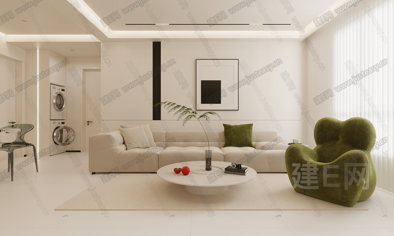 【现代奶油风客厅3d模型】建e网_现代奶油风客厅3d模型下载[ID:111957378]_打造3d现代奶油风客厅模型免费下载平台