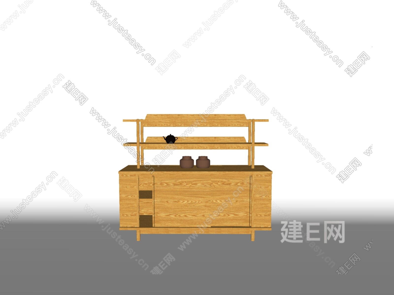 半木 新中式边柜模型SU模型下载[ID:111037838]_建e网su模型