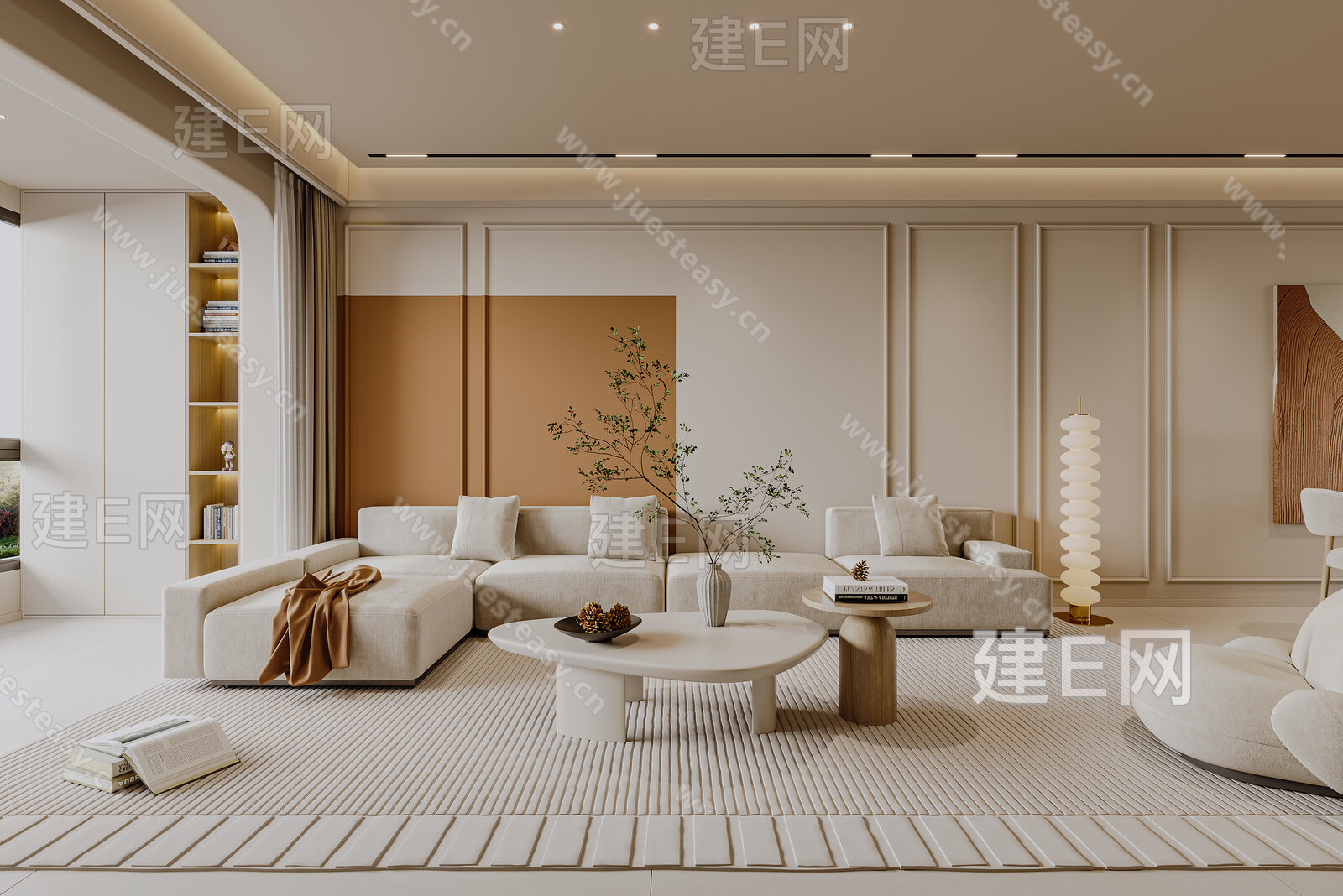 【现代奶油风客餐厅3d模型】建e网_现代奶油风客餐厅3d模型下载[ID:111891911]_打造3d现代奶油风客餐厅模型免费下载平台