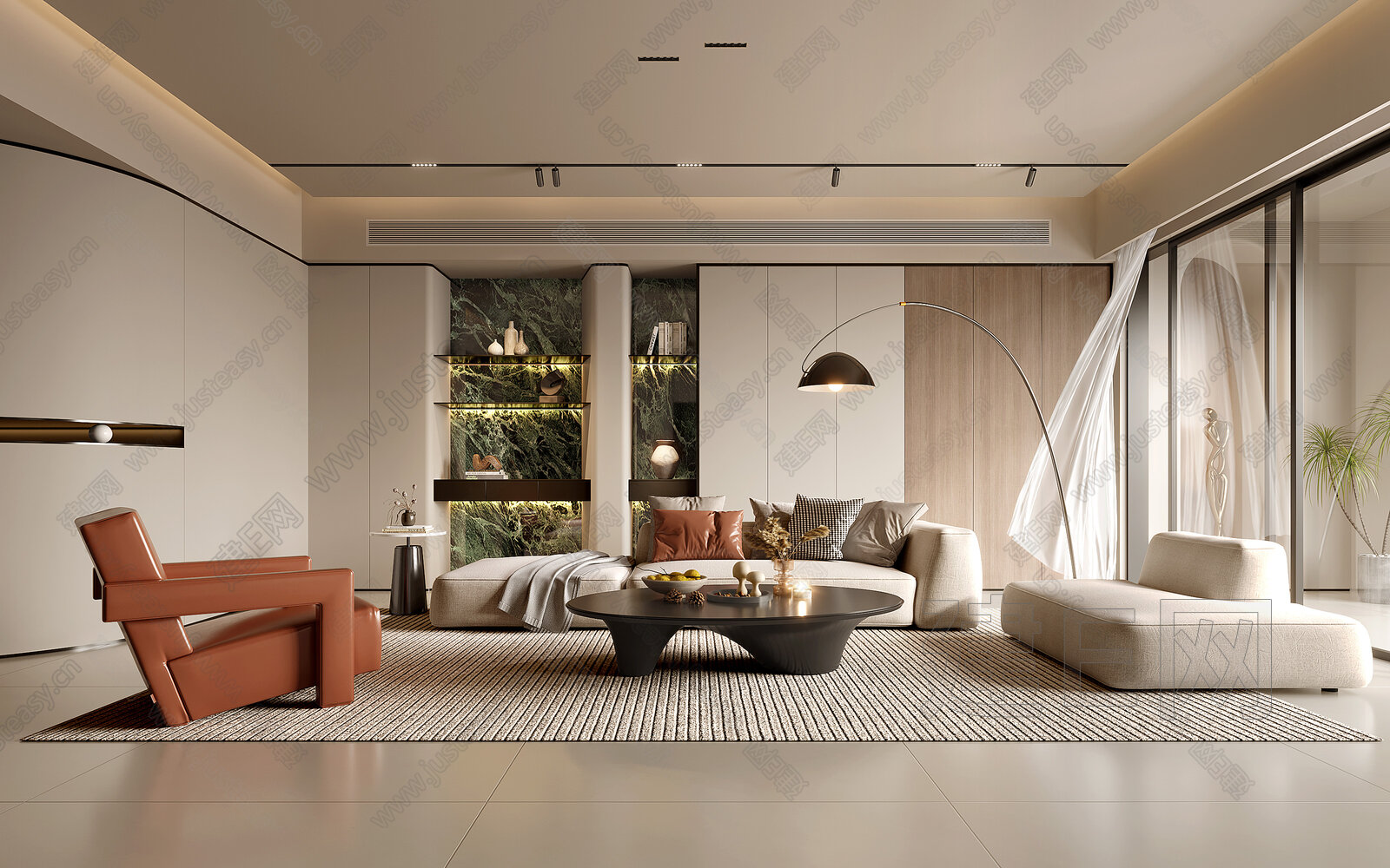 现代客厅模型SU模型下载[ID:110775700]_建e网su模型