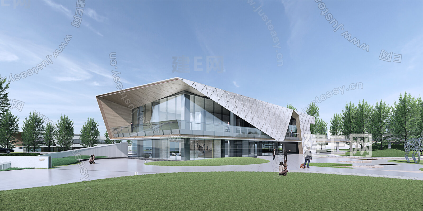 现代展览馆建筑模型SU模型下载[ID:111627533]_建e网su模型