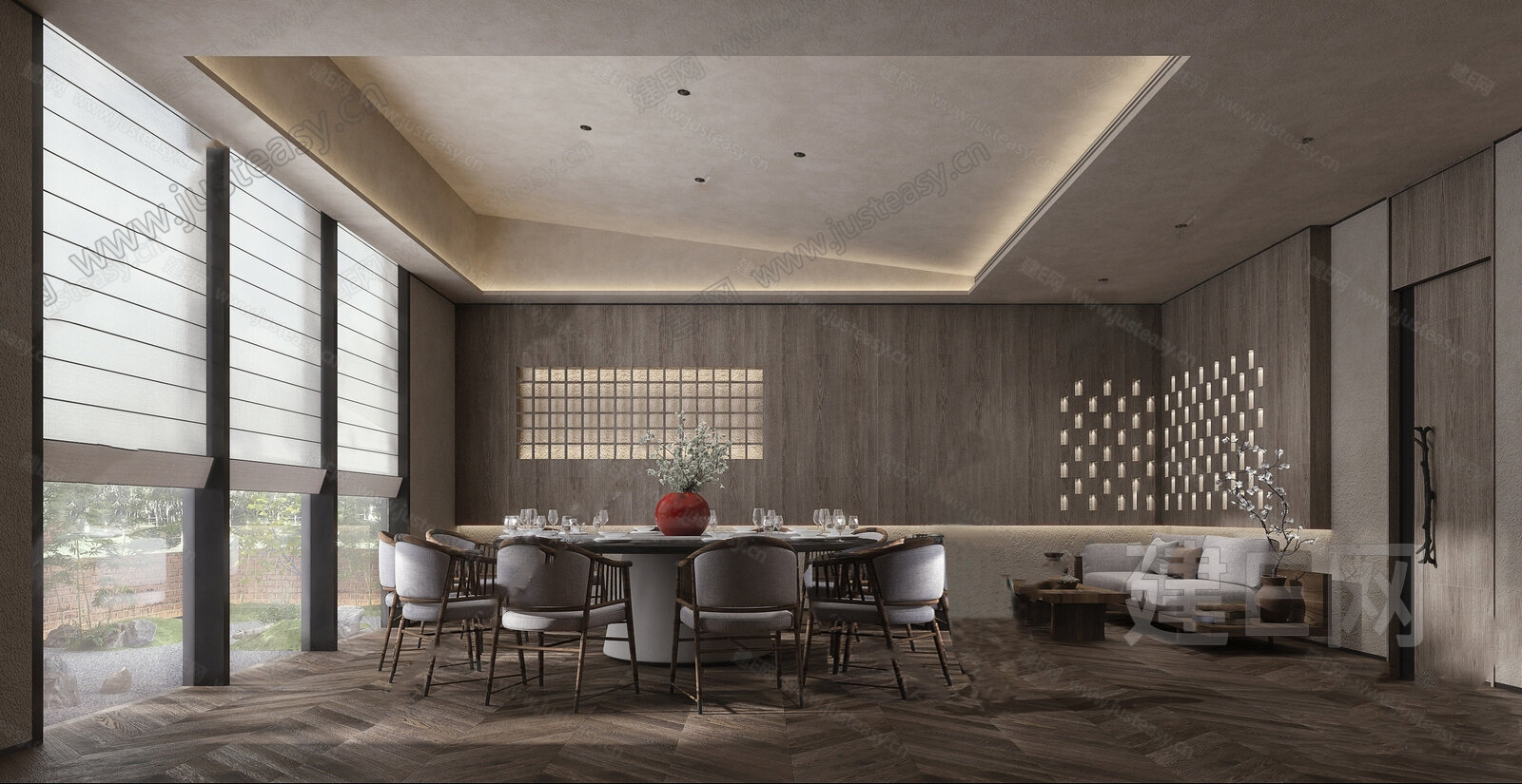 新中式餐厅包间3d模型下载[ID:112285008]_建e网3d模型