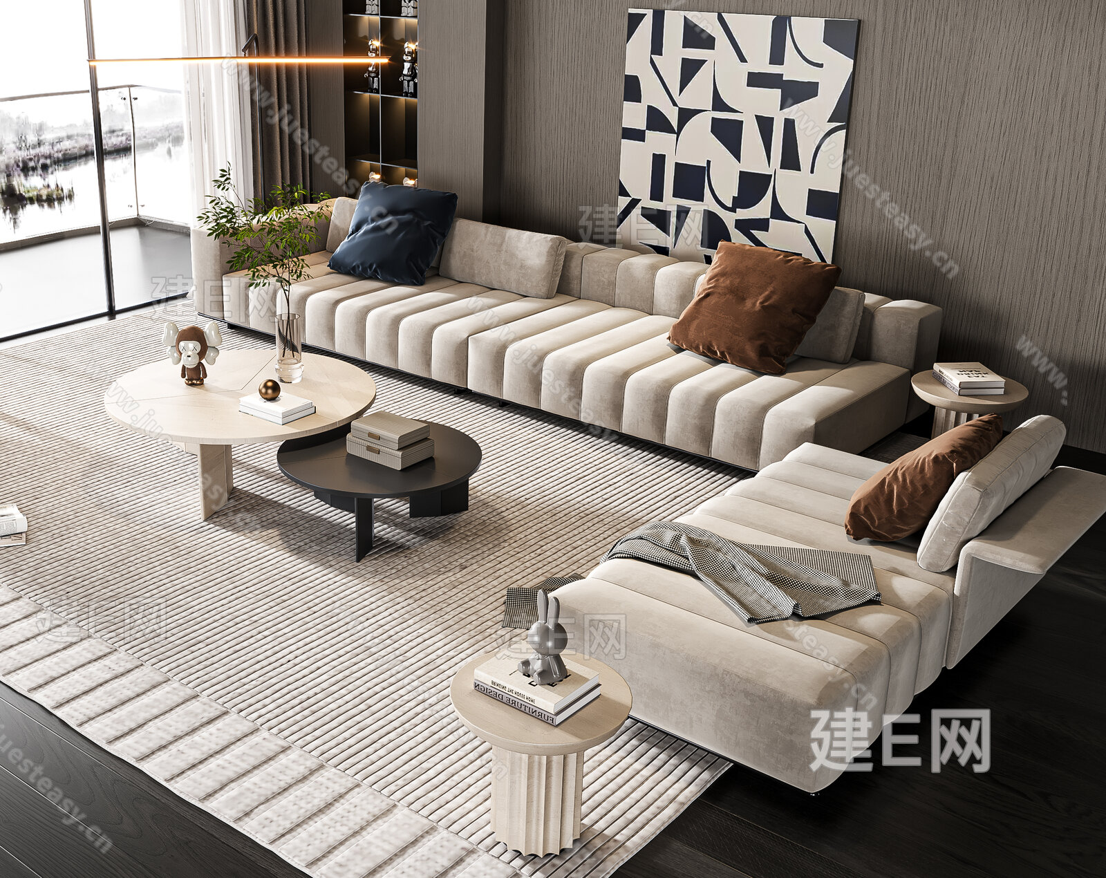 【现代沙发茶几组合3d模型】建e网_现代沙发茶几组合3d模型下载[ID:113005925]_打造3d现代沙发茶几组合模型免费下载平台