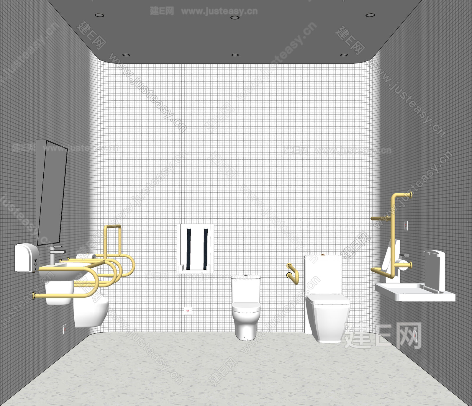 现代无障碍卫生间模型SU模型下载[ID:111824240]_建e网su模型