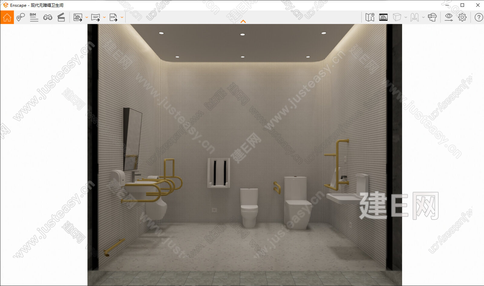 现代无障碍卫生间模型SU模型下载[ID:111824240]_建e网su模型