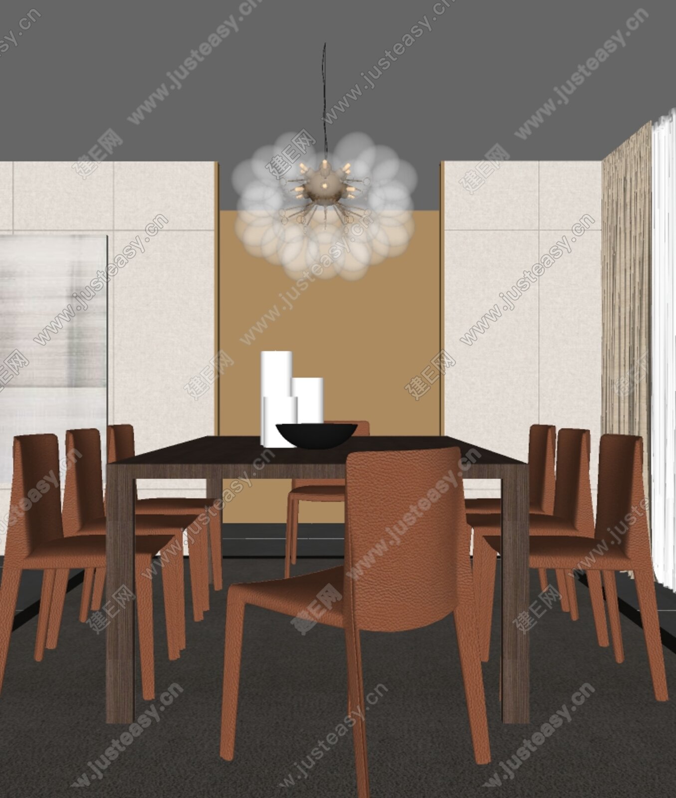 现代餐厅模型SU模型下载[ID:112217518]_建E室内设计网