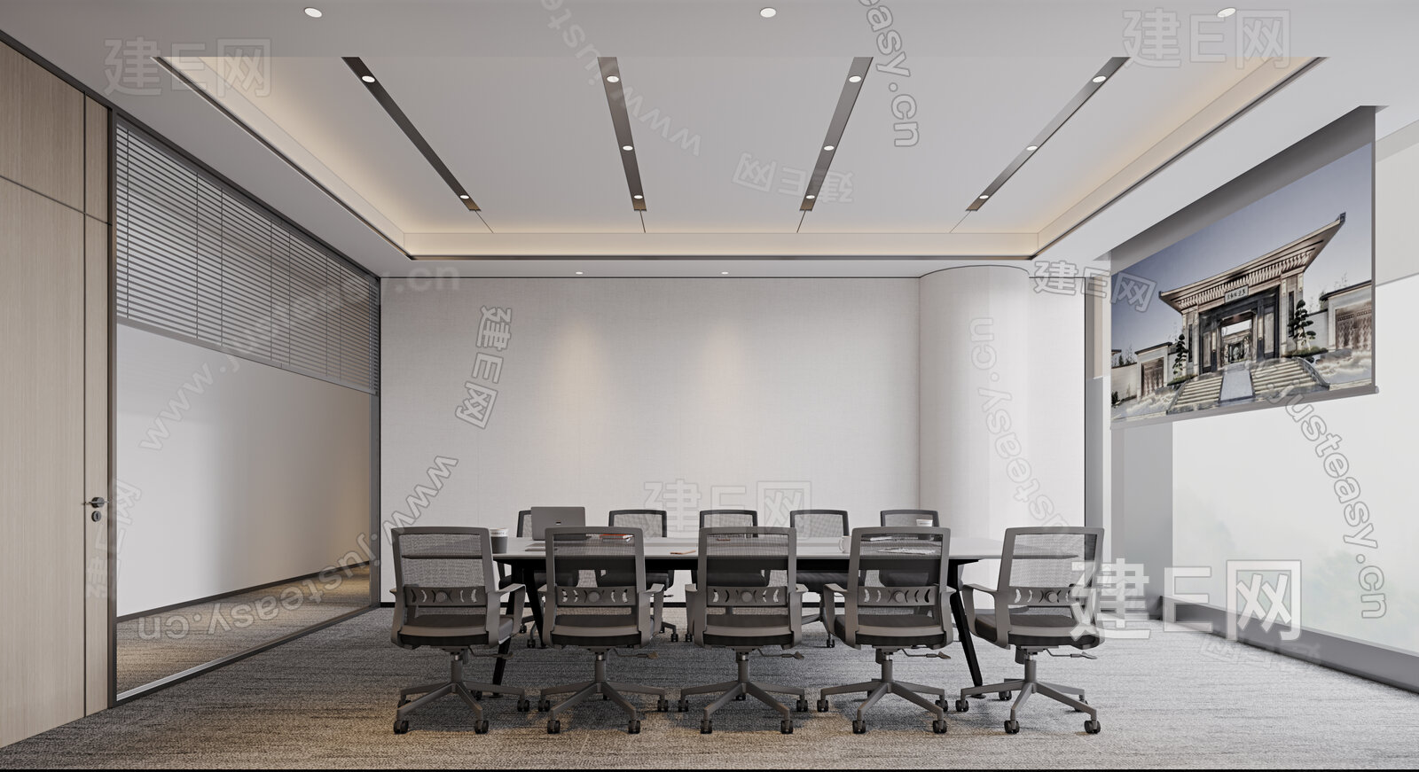 现代会议室3d模型下载[ID:105468941]_建e网3d模型