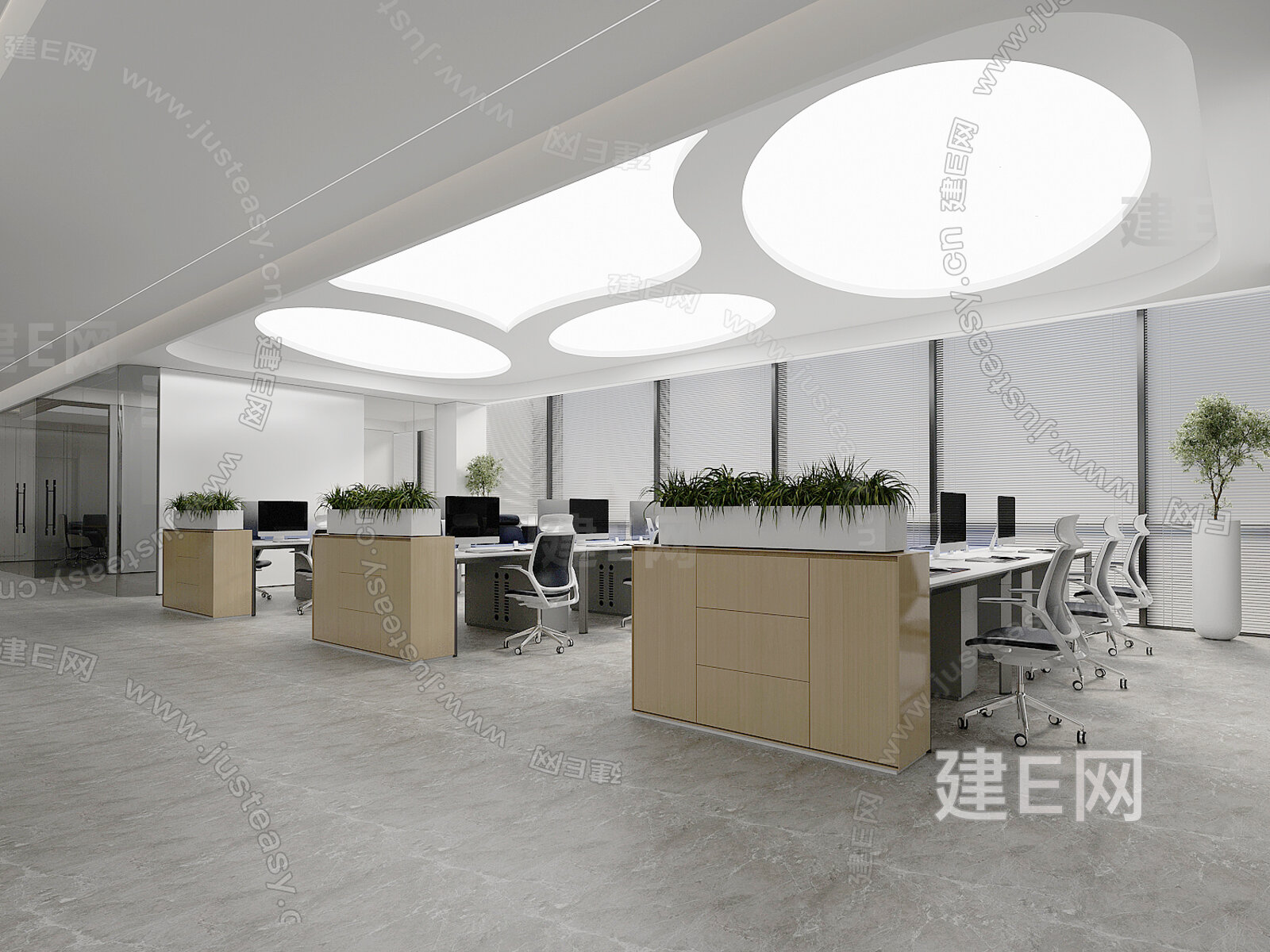 现代公共办公区3d模型下载[ID:105993354]_建e网3d模型