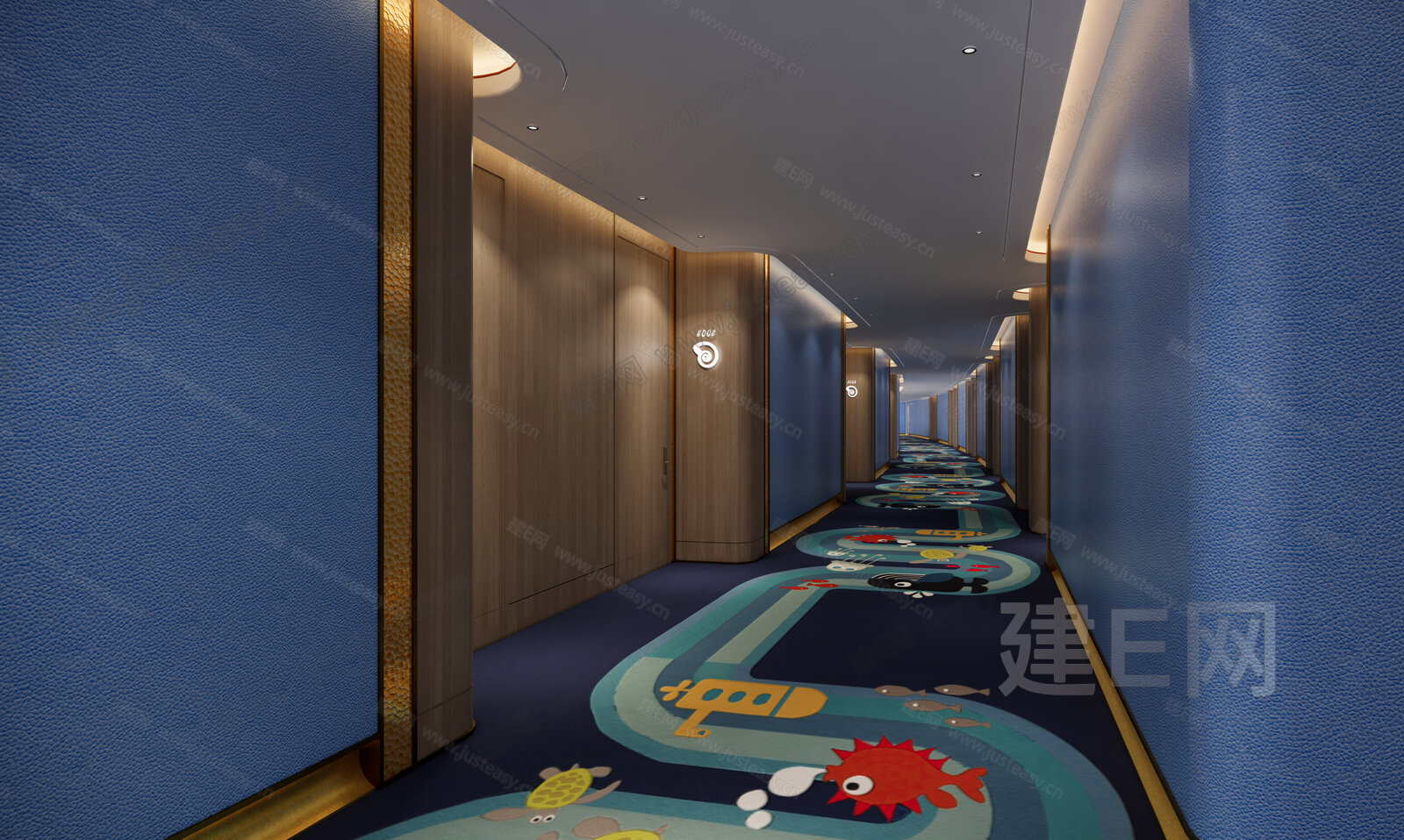 现代会所过道模型SU模型下载[ID:105729073]_建e网su模型