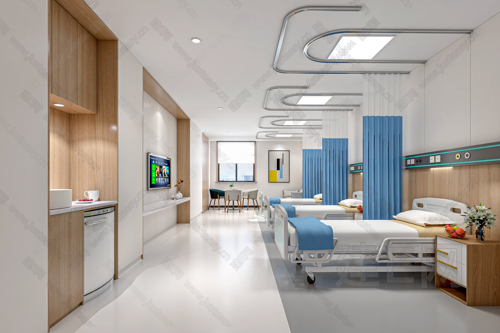 现代医院病房3d模型下载[ID:106779761]_建e网3d模型