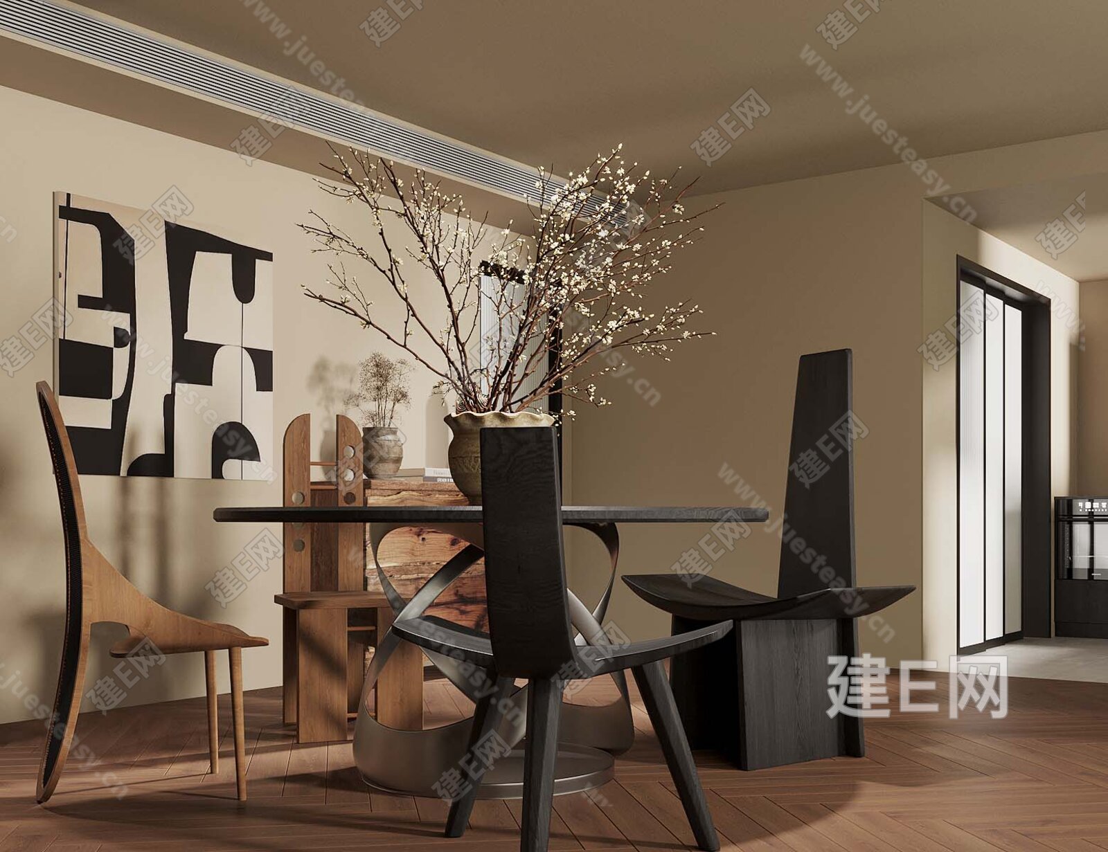 侘寂家居餐厅3d模型下载[ID:106517757]_建e网3d模型