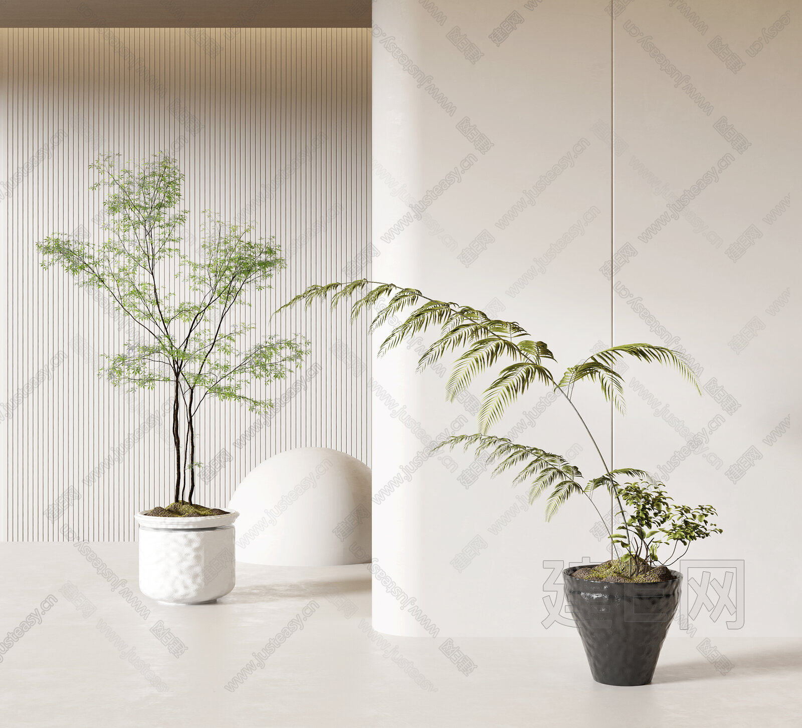 现代绿植盆栽模型SU模型下载[ID:105991203]_建e网su模型