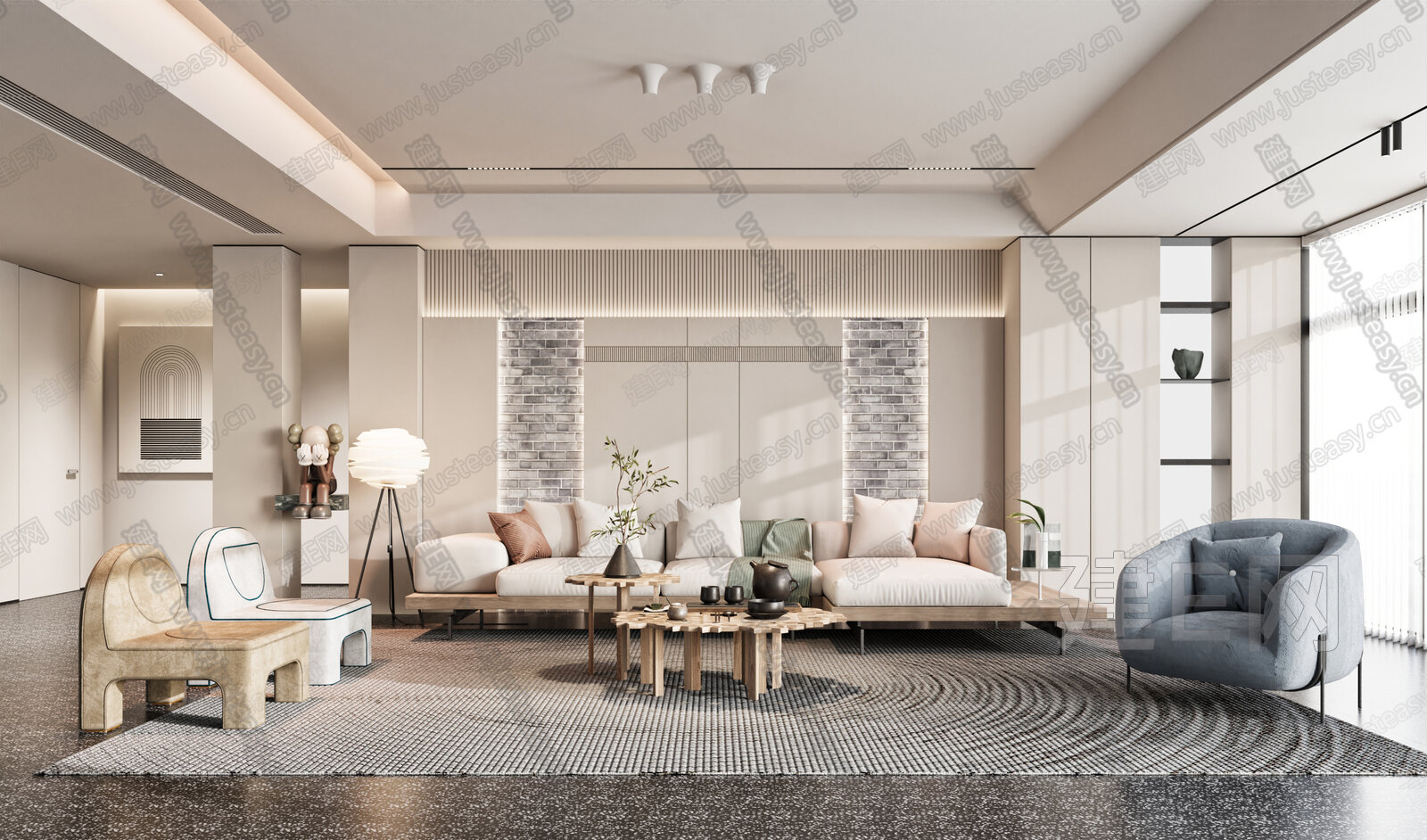 现代客厅模型SU模型下载[ID:106056856]_建e网su模型