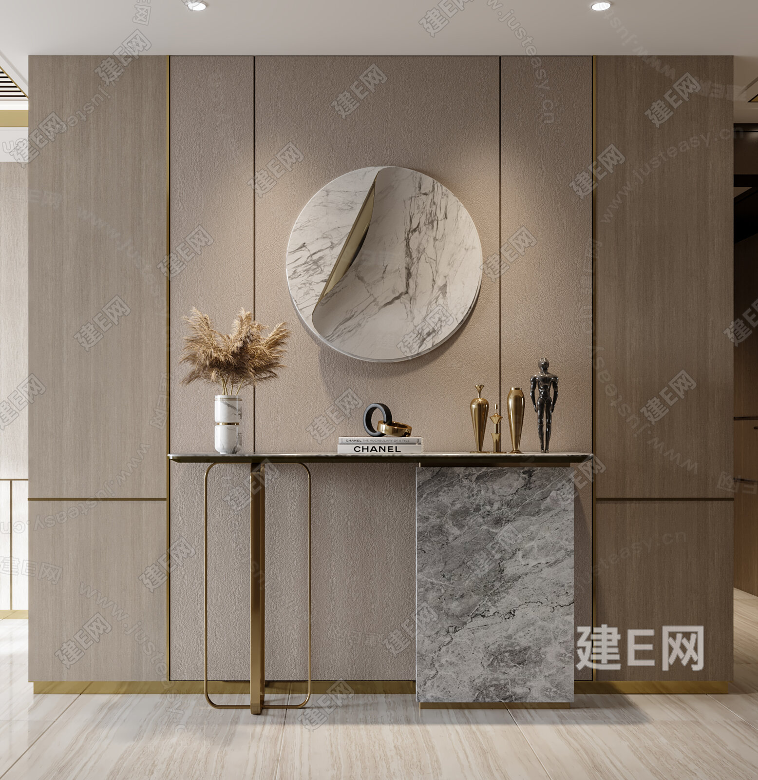 现代轻奢玄关 模型SU模型下载[ID:106056711]_建e网su模型