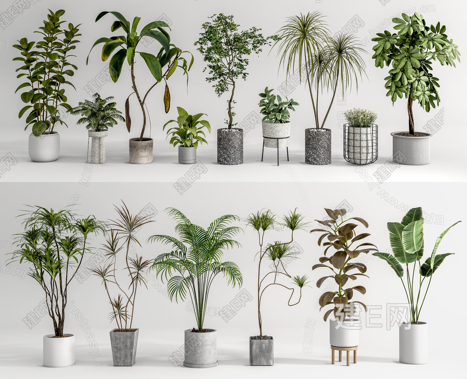 现代绿植盆栽3d模型下载[ID:108483637]_建e网3d模型