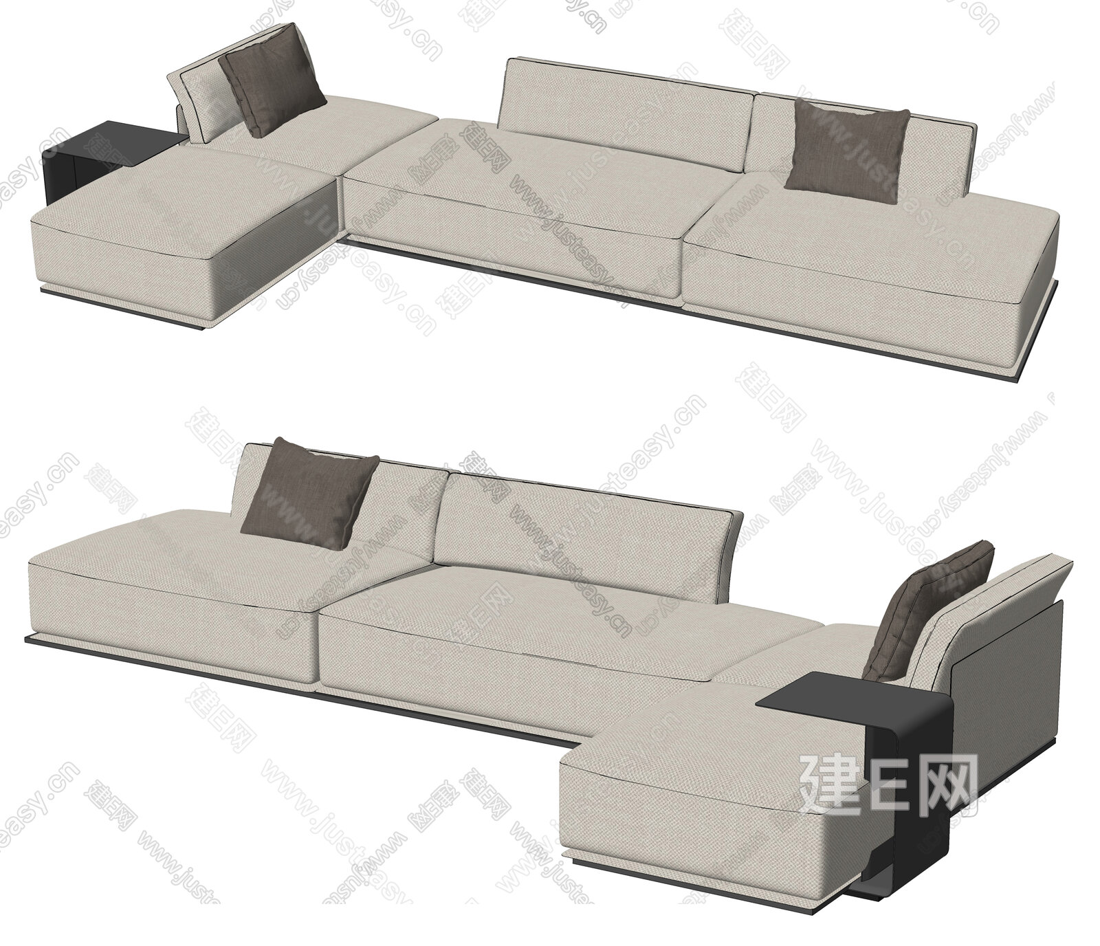现代转角沙发 模型SU模型下载[ID:107170857]_建E室内设计网