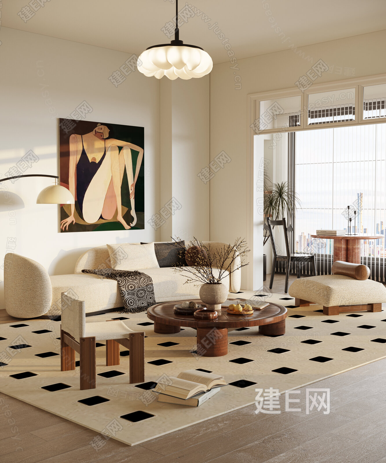 【侘寂中古风客厅3d模型】建e网_侘寂中古风客厅3d模型下载[ID:108811495]_打造3d侘寂中古风客厅模型免费下载平台