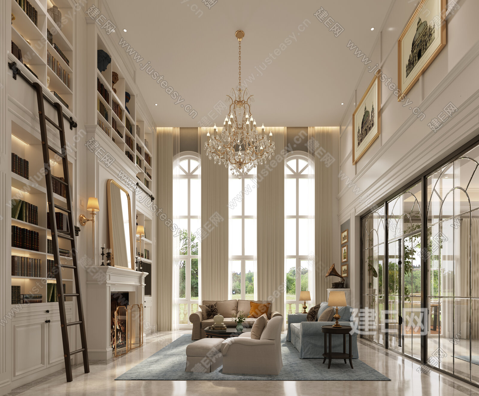 【简欧复式客厅3d模型】建e网_简欧复式客厅3d模型下载[ID:108614730]_打造3d简欧复式客厅模型免费下载平台